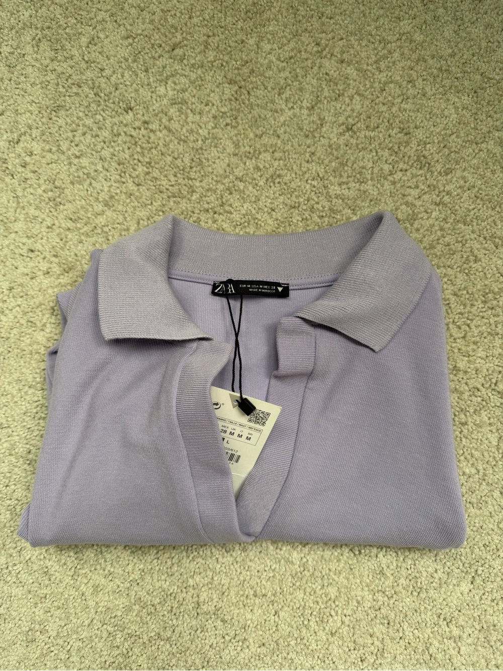 NWT Zara Lavender V-Neck Collared Knit Sweater Body Suit